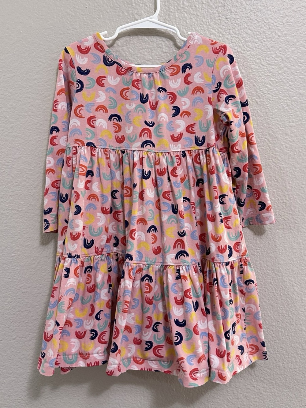 Hanna Andersson Long Sleeve Tiered Dress Pink & Multicolor Size 4